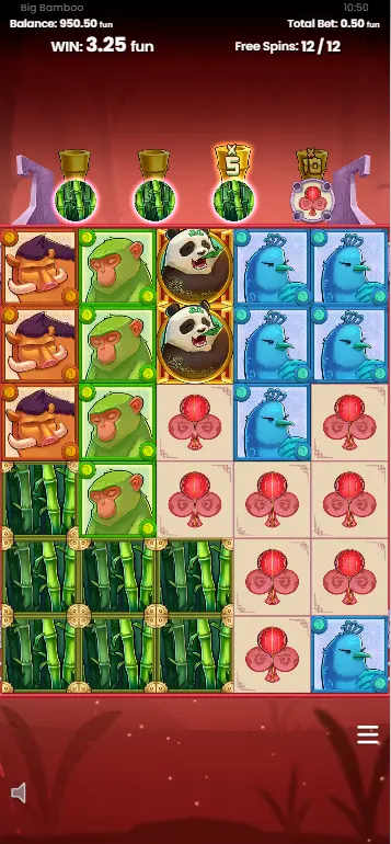 Misuratore di conversione dei Giri Gratuiti di Big Bamboo che si riempie verso il livello successivo del moltiplicatore