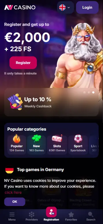 Lobby di casinò con licenza ADM che offre la slot Big Bamboo di Push Gaming